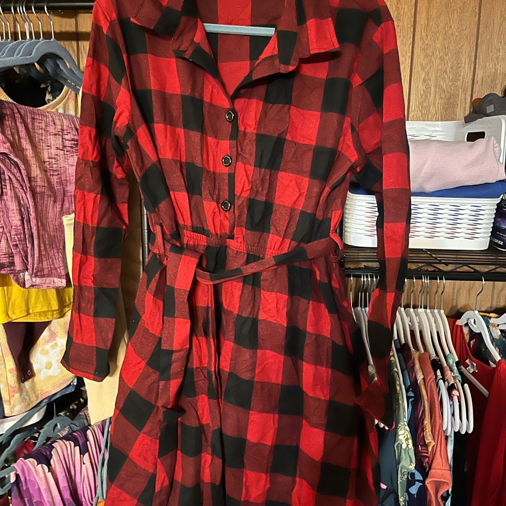 XL Red Plaid Boutique Dress